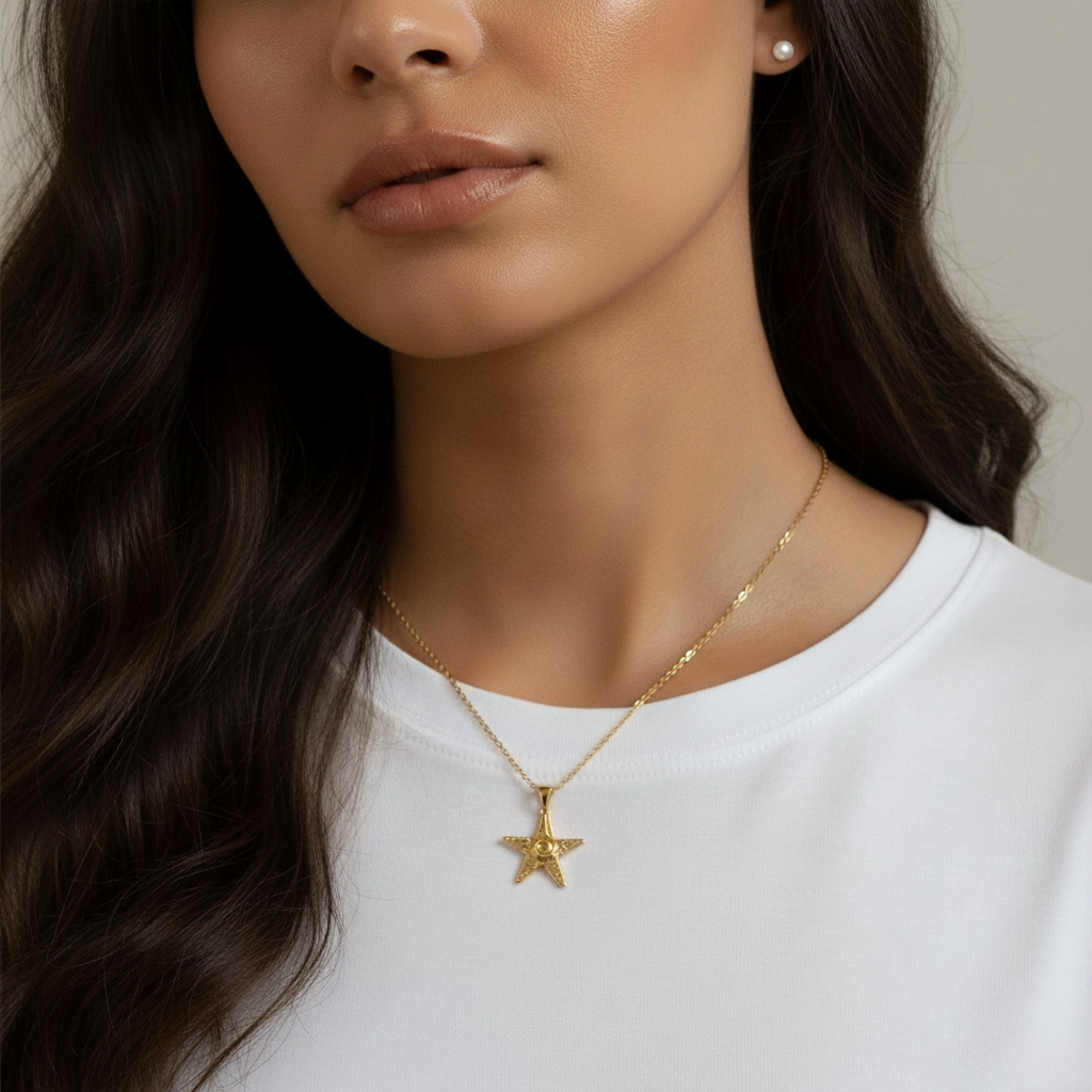 Minimalist Gold Starfish Necklace | Waterproof, Hypoallergenic