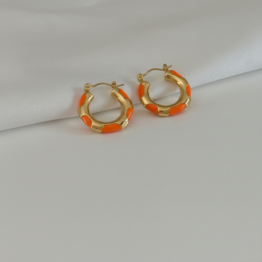 Minimalist Enamel Hoop Earrings | Waterproof Hypoallergenic Jewelry
