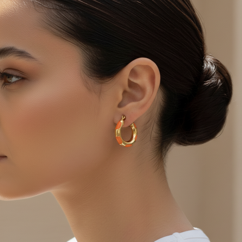 Minimalist Enamel Hoop Earrings | Waterproof Hypoallergenic Jewelry