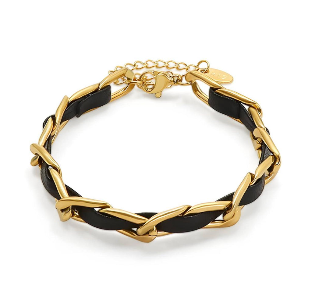 Minimalist Gold Black Link Bracelet | Waterproof Jewelry