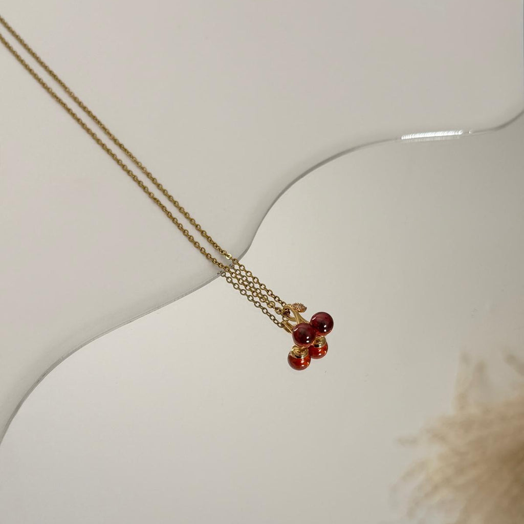 Dainty Gold Cherry Necklace | Minimalist Simple Everyday Jewelry