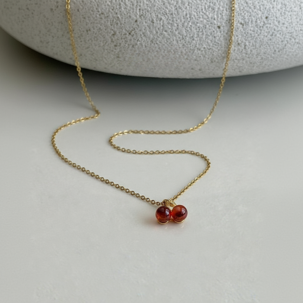 Dainty Gold Minimalist Cherry Necklace | Simple Everyday Jewelry