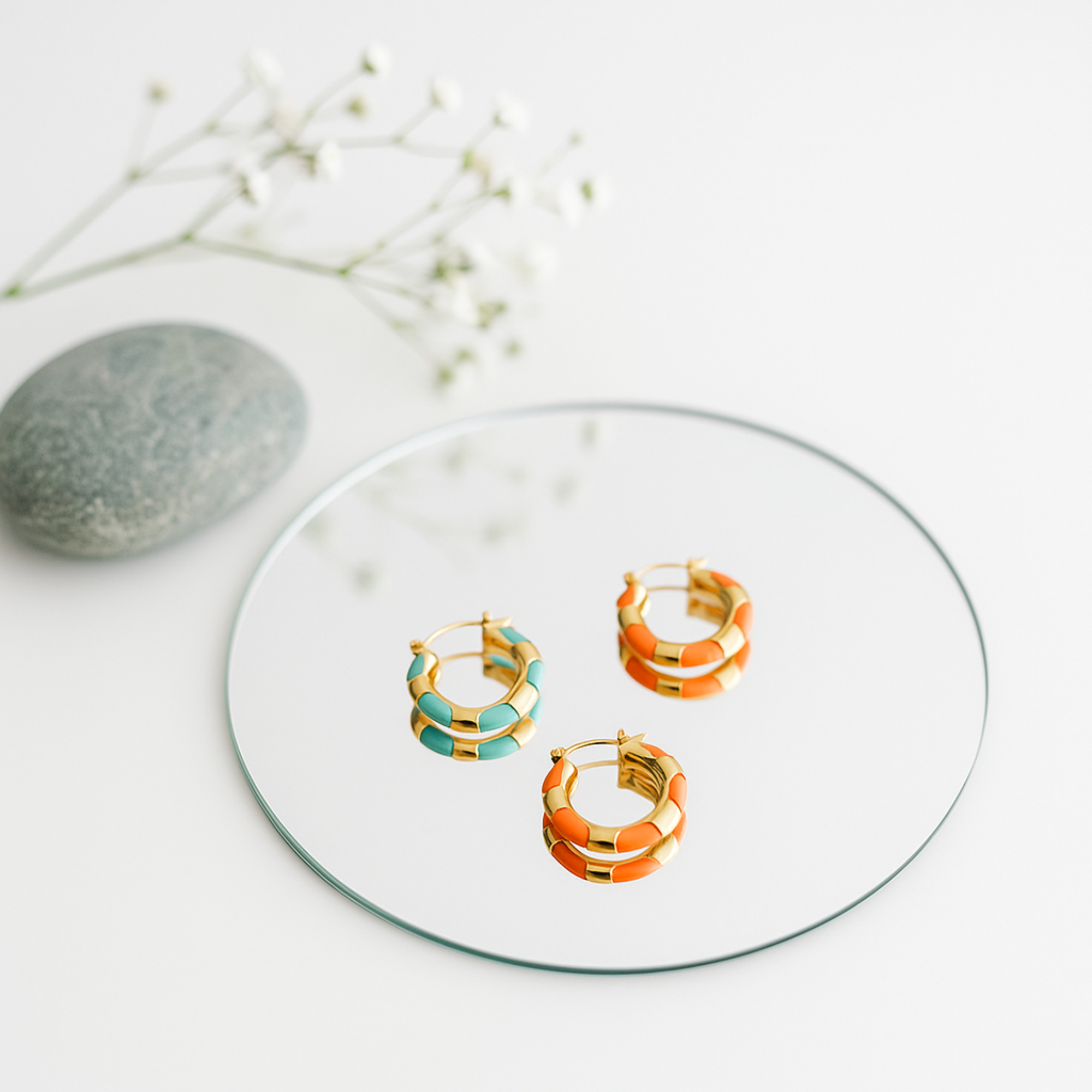 Minimalist Enamel Hoop Earrings | Waterproof Hypoallergenic Jewelry
