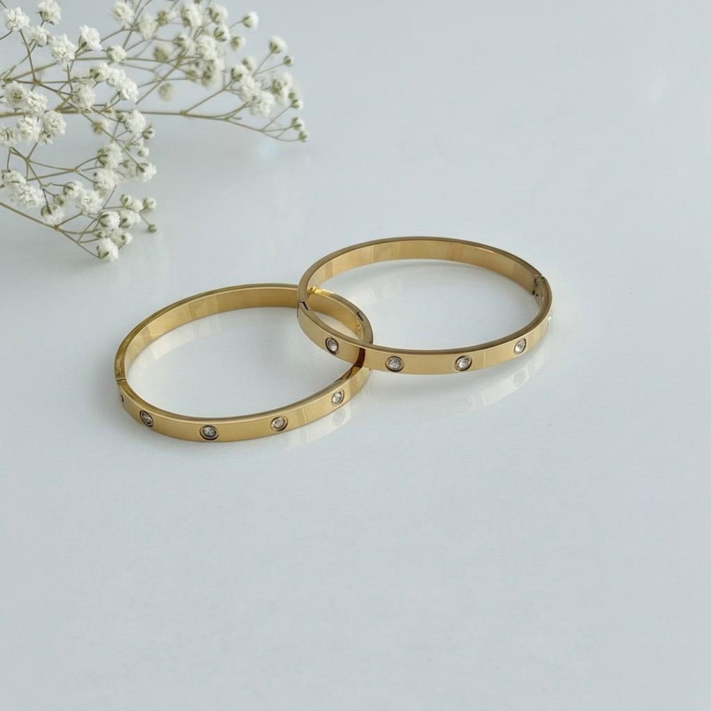 Dainty Gold Bangle Bracelet | Minimalist Stainless Steel Everyday