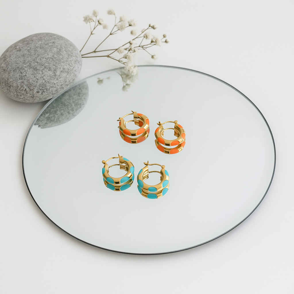 Minimalist Enamel Hoop Earrings | Waterproof Hypoallergenic Jewelry